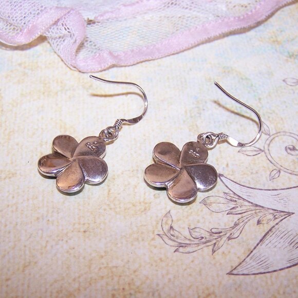 Vintage Sterling Silver Lab Opal Inlay Dangle Earrings - Daisy Design - Picture 8 of 8